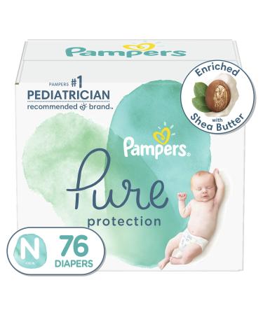 Diapers Newborn/Size 0 (10 lb), 76 Count - Pampers Pure Protection Disposable Baby Diapers, Hypoallergenic and Unscented Protection, Super Pack (Packaging & Prints May Vary) 76 Count (Pack of 1)