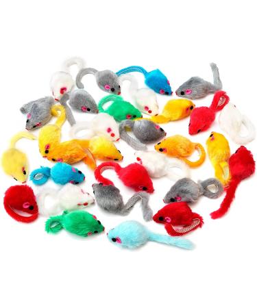 CHIWAVA 4.1'' Furry Cat Toy Mice Rattle - Interactive Play Assorted Color - 36PCS - Buy Online on SooperMarket.com