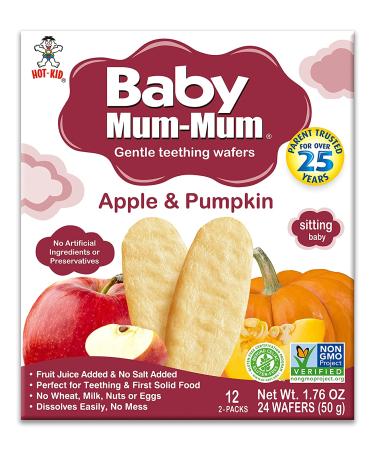 Baby Mum-Mum Rice Rusks Apple & Pumpkin 24 Pieces (Pack of 6) - Gluten-Free, Allergen-Free, Non-GMO Rice Teether Cookie - Buy Online on SooperMarket.com
