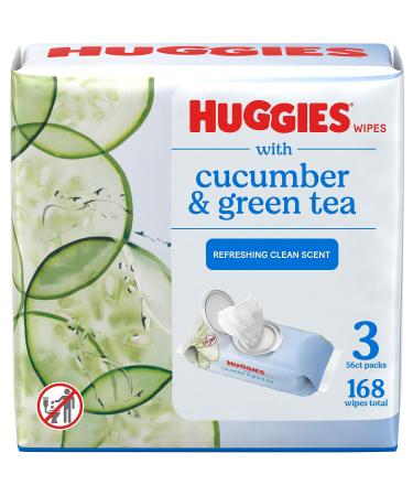 HUGGIES Refreshing Clean Scented Baby Wipes Hypoallergenic 3 Disposable Flip-top Packs (168 Total Wipes) Scented 3 count (Pack of 1)