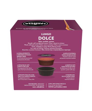 Buy Lavazza A Modo Mio Lungo Dolce - 16 Arabica Coffee Capsules Medium Roast 100% Arabica Intensity 6/13 | International Shipping Available - Buy Online on SooperMarket.com