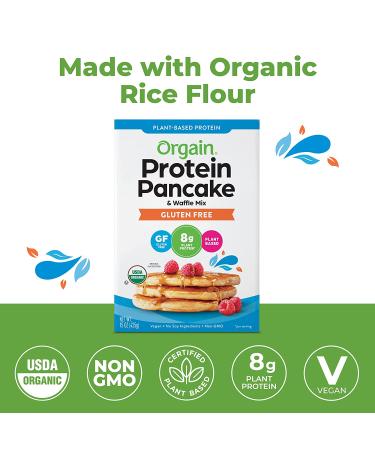 Orgain Gluten Free Protein Pancake & Waffle Mix - Organic Rice Flour - 8g Plant Based Protein - Dairy & Soy Free - Non-GMO - 15 Oz - Buy Online on SooperMarket.com