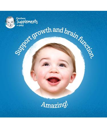 Gerber Supplements for Baby Vitamin D and DHA Drops 0-2 Years Supports Strong Bones Teeth & Normal Brain Function No Colours No Flavours No Sweeteners Gluten-Free Vegetarian - Buy Online on SooperMarket.com