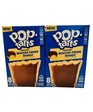 Boston Creme Donut Frosted Pop Tarts, two 13.5oz Boxes (8 Toaster Pastries in each box for a total of 16) 8 Count (Pack of 2)