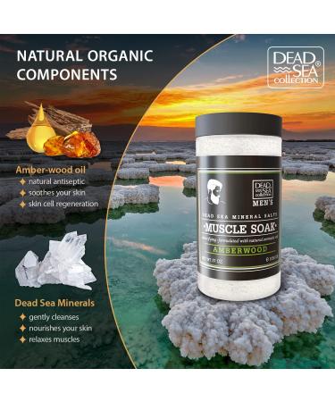Dead Sea Collection Muscle Recovery Bath Salts for Men - Soothing Amber Wood Mineral Salt Soak - 34.2 OZ for Healing and Relaxation - Buy Online on SooperMarket.com