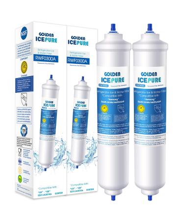 Water filter Refrigerator Replacement for Samsung DA29-10105J DA29-10105J Hafex/Exp DA99-02131B WSF-100 EF9603 Haier LG Inline water fiter 2 pieces of Golden Icepure RWF0300A 2 pieces (1 Pack)