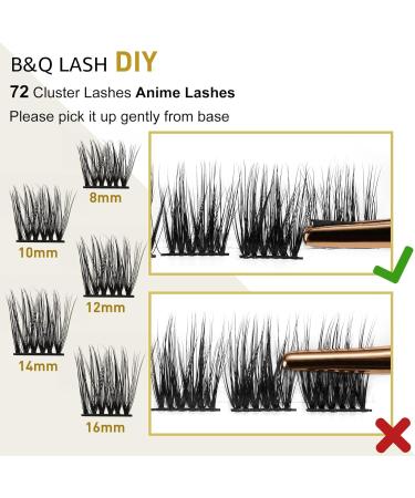 72 Clusters D Curl Individual Lash Extensions | Soft & Fluffy DIY Eyelash Clusters | B&Q Natural Cluster Lashes - D-10mm B 42 - Buy Online on SooperMarket.com