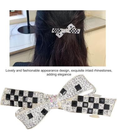 Shop Strass Hair Clips - Black & White Checkerboard Bowknot Ponytail Hairpins for Women & Girls - Stylish Hair Styling Tools - Buy Online on SooperMarket.com