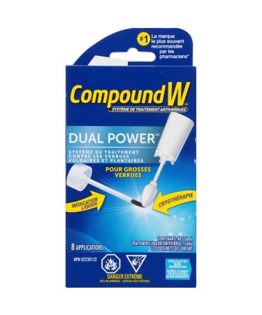 Compound W Dual Power Wart Remover System - 8 Count - For Treatment & Removal of Common Warts and Plantar Warts Effective Wart Removal