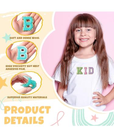 52 Chenille Letter Patches A-Z with Gold Glitter Border | Iron on Embroidered Patch for Clothing, Hats, Bags, Jackets, Shirts | Bright & Cute Style - Buy Online on SooperMarket.com