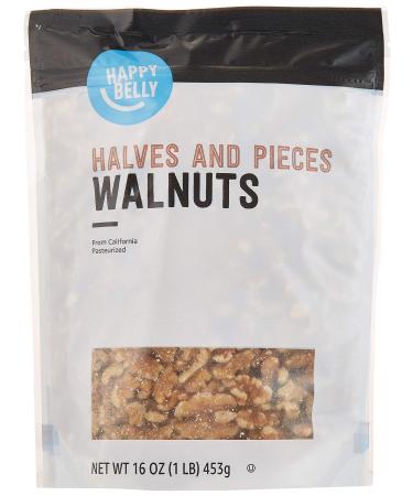 Amazon Brand - Happy Belly California Walnuts, Halves and Pieces, 16 Ounce, Pack of 2 Walnut Halves and Pieces 16 Ounce (Pack of 2)