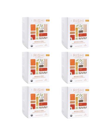 Rishi Tea Masala Chai Herbal Tea | Immune Support, Organic, Highly Caffeinated, Naturally Spiced, Black Tea Blend | 15 Sachet Bags, 1.85 oz (Pack of 6)