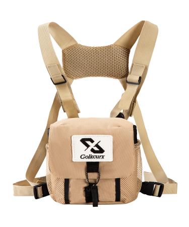 Golkcurx Binocular Harness, Adjustable Bino Harness Chest Pack, Waterproof Binoculars Harness for Hiking, Hunting Khaki