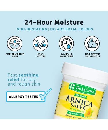 De La Cruz Arnica Salve - 24 Hour Moisture for Dry Feet and Hands - 2 oz - Buy Online on SooperMarket.com