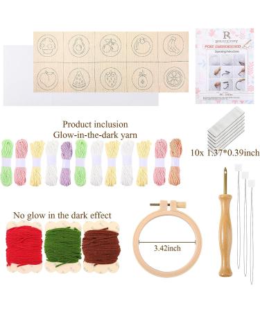 Cindeer 10 Pcs Glow in The Dark Food Series Punch Needle Embroidery Magnet Set with Patterns and Tools - Buy Online on SooperMarket.com