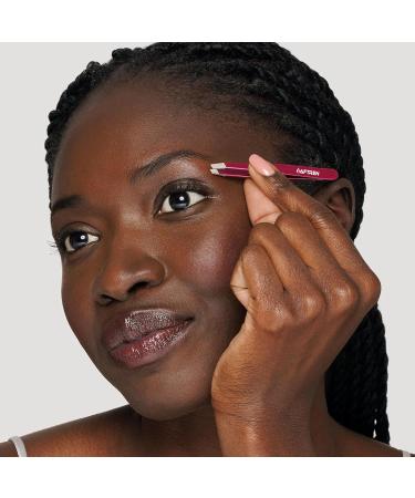 Wide Grip Slant Tweezers - German Stainless Steel - Hand-Filed Slanted Tips for Ultra-Precision - Tweezers for Eyebrows and Nose/Ear/Facial Hair - Professional Grade (Mehroon) - Buy Online on SooperMarket.com