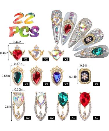 Cadeya Nail Charms 22 Pcs Rhinestone Gems for 3D Nail Art - Gold Alloy Crystals - Buy Online on SooperMarket.com
