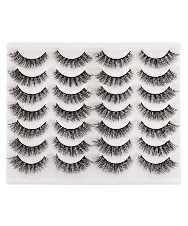 Newcally Lashes False Eyelashes Cat Eyes Wispy Natural Faux Mink Lashes 14 Pairs Pack Light Volume Short Fake Eye Lashes Multipack C- CAT EYE