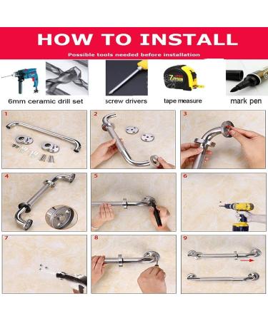 KisSealed Shower Grab Bars Pack of 2 Chrome Stainless Steel Bathroom Grab Bar Anti Slip Bathroom Safety Bars Handicap Elderly Assist Bath Handle for Bathtubs and Showers(16 Inch) - Buy Online on SooperMarket.com