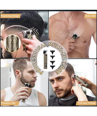 Professional T-Blade Cordless Hair Trimmer for Men - Zero Gap Electric Beard & Hair Clippers Kit with LCD Display - Rechargeable & Gold - Perfect Gifts for Men - Buy Online on SooperMarket.com