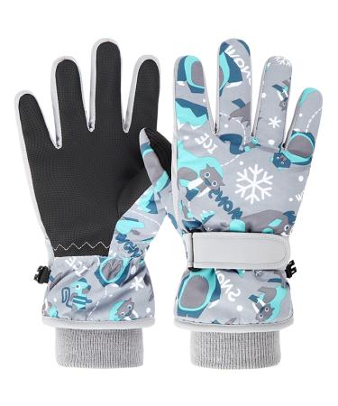 Azarxis Kids Winter Warm Gloves, Cold Weather Windproof Thermal Gloves for Boys & Girls B - Grey 9-13 Years Old