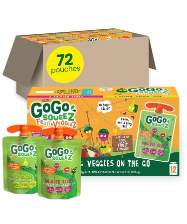 GoGo squeeZ fruit & veggieZ Variety Pack, Boulder Berry/Zippin' Zingin' Pear, 3.2 oz. (72 Pouches) - Apples, Pears, Berries & Carrots - Gluten Free Snacks for Kids - Nut & Dairy Free - Vegan Snacks Variety Pack (Apple Pear/Apple Berry) 3.2 Ounce (Pack of 