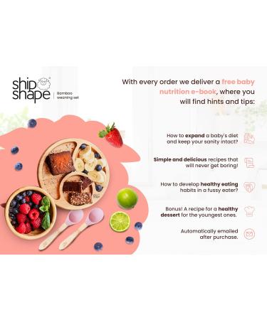 ShipShape Bamboo Baby Weaning Set | Suction Plates & Bowls, Spoons, Bib | Free eBook | Toddler Feeding Set in Turkish Rose - Buy Online on SooperMarket.com