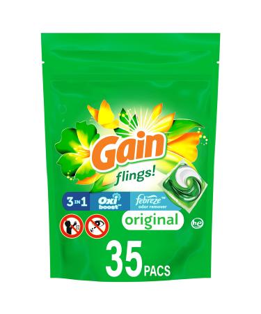 Gain Flings Laundry Detergent Soap Pacs, Original, 35 count