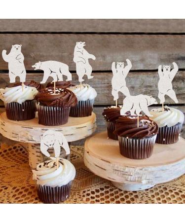 Cyodoos 24Pcs Polar Bear Cupcake Toppers for Birthday Wedding Party Baby Shower Sea Bear Cupcake Picks Winter Party Themed Party Decoration Supplies white White 2 - Buy Online on SooperMarket.com