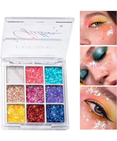 MIESCHER Colorful Glitter Eyeshadow Palette - 9 Shimmer Colors | Waterproof & Long Lasting Professional Eye Makeup - Buy Online on SooperMarket.com