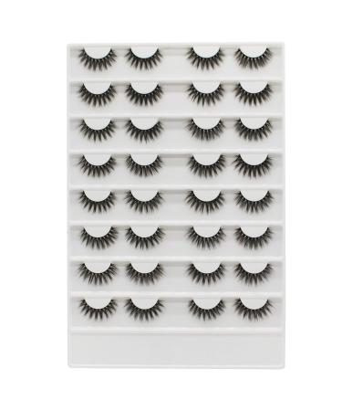 Dedila 16Pairs Handmade Natural 3D Mink False Eyelashes Short Daily Fluffy Soft and Lightweight Makeup Volume Eye Lashes Extensions Reusable Stripe Lashes (A03)