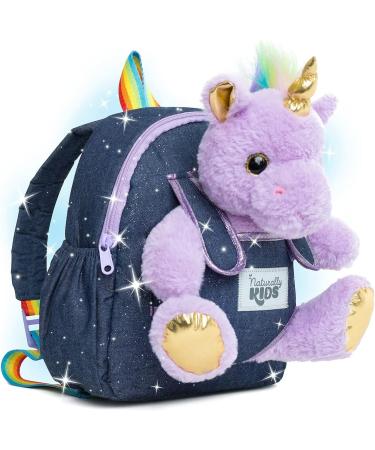 Naturally KIDS Small Unicorn Backpack for 3-4 Year Old Girls - Purple Toddler Backpack with Stuffed Animal - Perfect Gift for Girls - Includes Pockets & Reflective Logo - Buy Online on SooperMarket.com