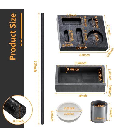 9 Pcs Graphite Torch Melting Casting Kit with Honeycomb Soldering Board and Quartz Plate - Ideal for Metal Gold Silver Copper - 5-in-1 Graphite Casting Mould Included - Buy Online on SooperMarket.com