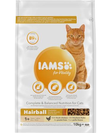 IAMS Hairball Complete Dry Cat Food for Adult and Senior Cats with Chicken 10 kg 10 kg (Pack of 1) - Buy Online on SooperMarket.com