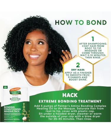 Palmer's Amino Bonding Complex Hair Mask - Intense Conditioning Masque with Coconut Oil & Vitamin E Heat Protectant Anti-Frizz Shine & Growth - 2.1 oz Packette - Buy Online on SooperMarket.com