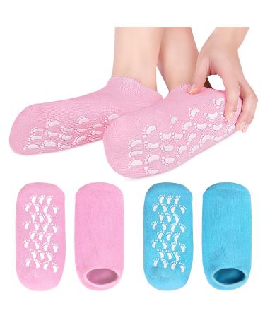 Moisturizing socks 2 pairs of gel socks to repair cracked feet women men spa foot care socks remove reusable for cornea dry cracked feet