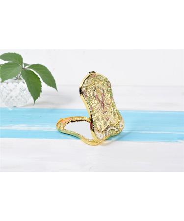 Jinvun Antique-Like Compact Mirror: Durable Travel Makeup Mirror - Shield Shape, Magnification, & Clear Reflection - Vintage Design - Unique Jewellery Gift - Gold02 - Buy Online on SooperMarket.com