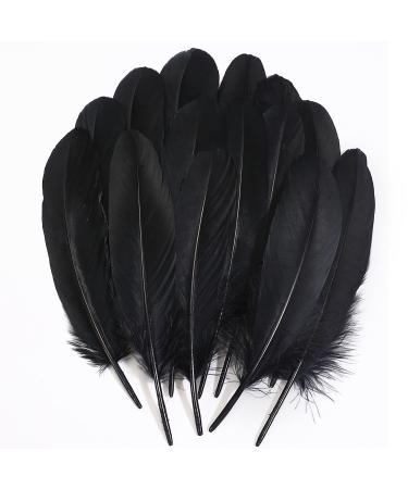 Ballinger Black Craft Feathers Bulk - 120Pcs 6-8 Inch Real Goose Feathers for DIY Halloween Decorations  Jewelry Cosplay and Clothing Accessories