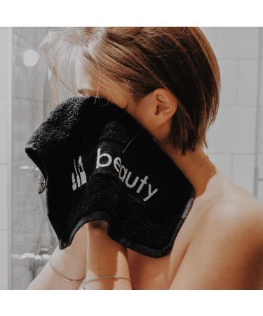 Hiera Home 6 Pack Turkish Cotton Luxury Face Towels - Set of 6 Washcloths for Make up Removal - Beauty-Black - Buy Online on SooperMarket.com
