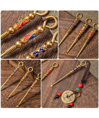 Healeved 3pcs Copper Brass Ear Spoon Ear Cleaner Set with Keychain - Ear Wax Remover Tool Pendant for Ear Cleaning - Buy Online on SooperMarket.com