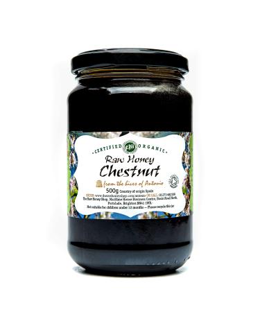 Antonio's Raw Certified Organic Chestnut Honey |Antioxidant & Mineral Rich |Unpasteurised |Single Origin |The Raw Honey Shop |(500g) Chestnut 500 g (Pack of 1)