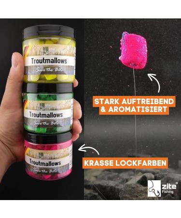 Zite Fishing Troutmallows - Premium Marshmallow Bait for Trout - 40g | Bright Colors & Intense Flavors | Ideal for Combination with Natural Baits - Buy Online on SooperMarket.com