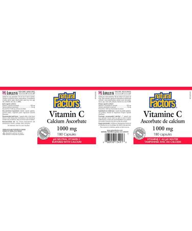 Natural Factors - Vitamin C 1000 mg Calcium Ascorbate 180 Caps - Buy Online on SooperMarket.com