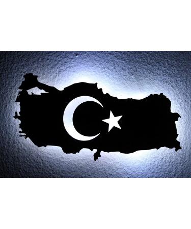 Turkey Night Light - LED Turkish Coat of Arms Emblem | Star & Crescent Moon MDF Decoration Gift for Friends' Birthdays - Buy Online on SooperMarket.com