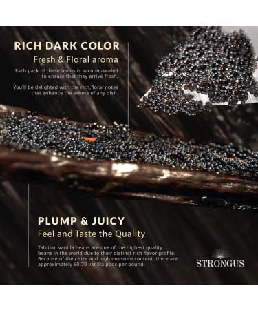 Strongus Large Tahitian Vanilla Beans - Grade B - Rich Creamy Flavor - 15-Pack for Baking, Brewing & Cooking - Buy Online on SooperMarket.com