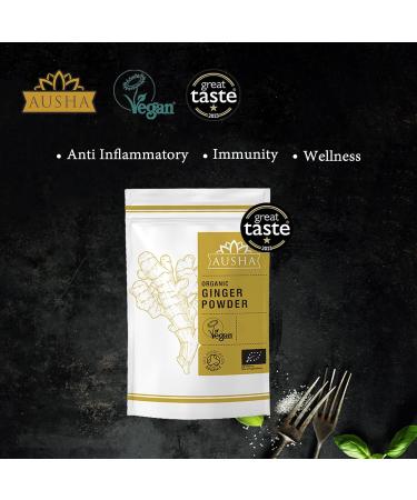 Ausha Organic Ginger Powder - 100g | Ground Ginger for Cooking, Immunity & Digestion - Buy Online on SooperMarket.com