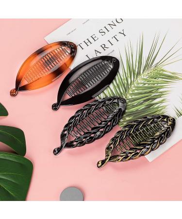 OIIKI 4 PCS Banana Hair Clips for Women Girls - Retro Plastic Vintage Hair Accessories for Thin Hair (Black/Brown) - Buy Online on SooperMarket.com