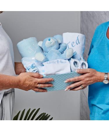 Baby Boy Personalised Gifts Set - 12 Essential Items for Newborn with 2 Customised Baby Gifts - Blue Baby Box Hamper - Buy Online on SooperMarket.com