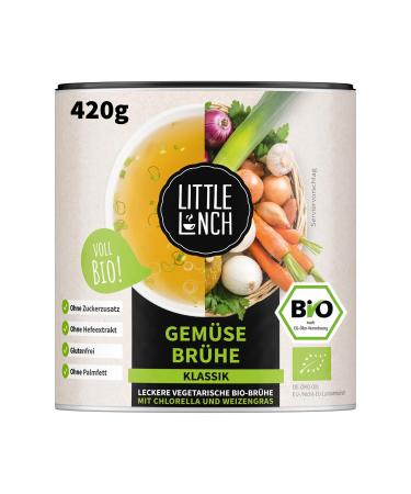 Little Lunch Vegetable Broth Bio |Vegetable broth Classic |100 percent organic quality |Veggie |Without added sugar |Without flavor enhancers |Without yeast |Without palm fat |Without artificial additives | 420g 420 g (1 Pack) single