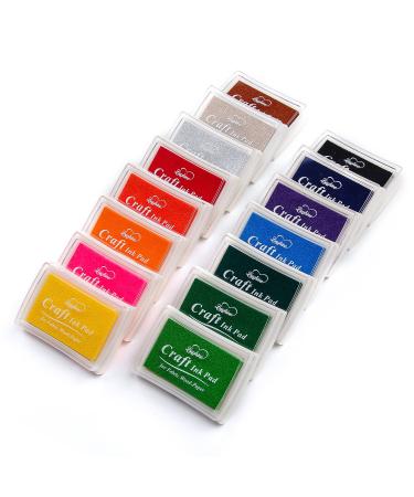 Lsushine Craft Ink Pad Stamps Partner Diy Color,15 Color Craft Ink Pad for Stamps, Paper, Wood Fabric (pack of 15)